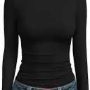Trendy Queen Women's Boat Neck Tops Long Sleeve Shirts Casual Fitted Tee Shirts Solid Color Fall Basic Clothes 2026 XL