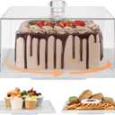 Square Cake Stand with Lid360 Rotatable Marble Cake Plate with Acrylic DomeStone Dessert Display Stand with Lid Cover for CheesePieChips & DipsTurnable Lazy Susan Serving Platter Spinner