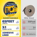 haisstronica 3:1 Heat Shrink Tubing, Shrink Ratio Adhesive Lined Marine Grade Heat Shrink Tube for Home, Automotive and Industrial (Black) 65FT 1/4inch