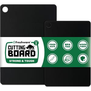 Freshware Wood Cutting Boards for Kitchen, Dishwasher Safe, Medium 12" x 9" and Large, 15" x 11.25", Set of 2, Black