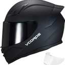 VCOROS Motorcycle Full Face Helmet for Unisex-Adults DOT Approved WS-609 Motorbike Street Bike Racing Helmets (Medium, Matte Black-B)