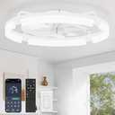LEDIARY 24" Ceiling Fans with Lights and Remote, Modern Low Profile Ceiling Fan, 3 CCT, Stepless Dimmable, Fandelier Flush Mount Fan Light, 6 Speeds, DC Motor, App & Remote Control for Bedroom(White)