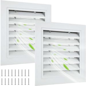 Gisafai 2 Pcs 10" x 10" Gable Vent Aluminum Alloy Wall Vents Shed Attic Vent with Screen Return Air Grill with Screws, for Ventilation Exterior Doors Wall House (White)