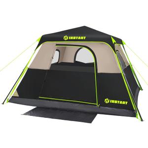4/6/8 Person Instant Tent, Waterproof Pop Up Tents for Camping with Rainfly, 60 Seconds Easy Setup, Automatic Cabin Tent for Family Camping with Expandable Carry Bag & Upgraded Ventilation (Black)