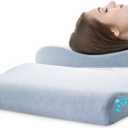 6CM Ultra Thin Contour Memory Foam Pillow, Thin Pillow for Stomach and Back Sleepers Slim, Low Profile Slim Bed Pillow for Sleeping and Neck Support with Washable Pillow Case (Short:20*11.8*(2.36 - 3.15))