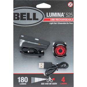 Bell Lumina 525 USB Rechargeable Bicycle Light Set 180 & 4 Lumens (Front & Rear)