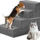 DUMOS Dog Stairs for Small and Medium Dogs, 4-Step Pet Steps with High-Density Foam, Indoor Non-Slip Pet Ramp for Puppy and Older Dogs Cats, Dog Bed Stairs for Couch and Sofa, Grey (Straight-18.11"H)
