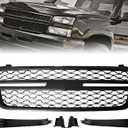 Front Upper Grille Grill For Chevy Silverado 1500 2500 HD 3500 Black Grill 2005-2007