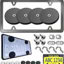 BGGTMO Magnetic License Plate Holder, 4 Pack Strong Neodymium Magnet Mount with Rubber Coating, with Black Aluminum Frame Screws for Metal Car Bumper, for Dealer No Drill Temporary Plate