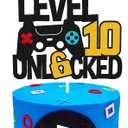 3 x Level 10th Unlocked Cake Topper Game Controller 10s Cake Decoration Happy 10 Birthday Cake Decor Video Play Game Movie Theme Boys Girls Men Women Teenager Bday Party Event Celebration Supplies