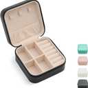 Mini Jewelry Travel Case, Small Portable Jewellry Organizer Box Portable Display Storage Box for Rings Earrings Necklaces, Gifts for Girl, Women, Wedding, Birthday,New Year,Christmas Gifts (Black) (1 pack - Black)