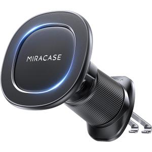 Miracase for MagSafe Car Mount with Metal Hook Clip, Magnetic Phone Holders for Car Phone Holder, Compatible with Garmin GPS Antenna Fit iPhone Android and All Smartphones, Dark Black