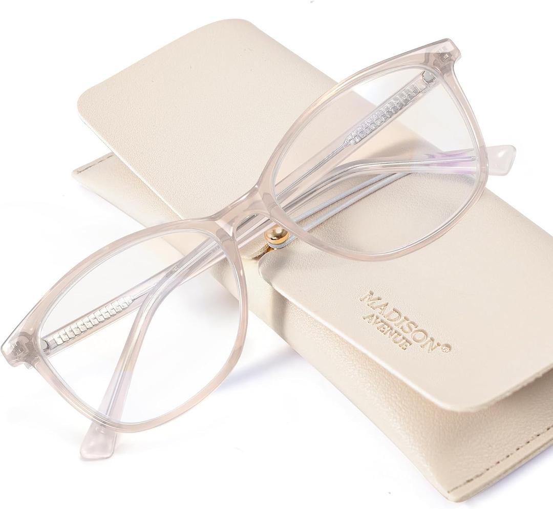 Madison Avenue TR90 Blue Light Blocking Glasses Anti Eyestrain UV Glare Blue Light Glasses for Women TV Phone Computer Gaming Eyeglasses (Nude Pink) Madison Avenue TR90 Blue Light Blocking Glasses Anti Eyestrain UV Glare Blue Light Glasses for Women TV Phone Computer Gaming Eyeglasses (Nude Pink)