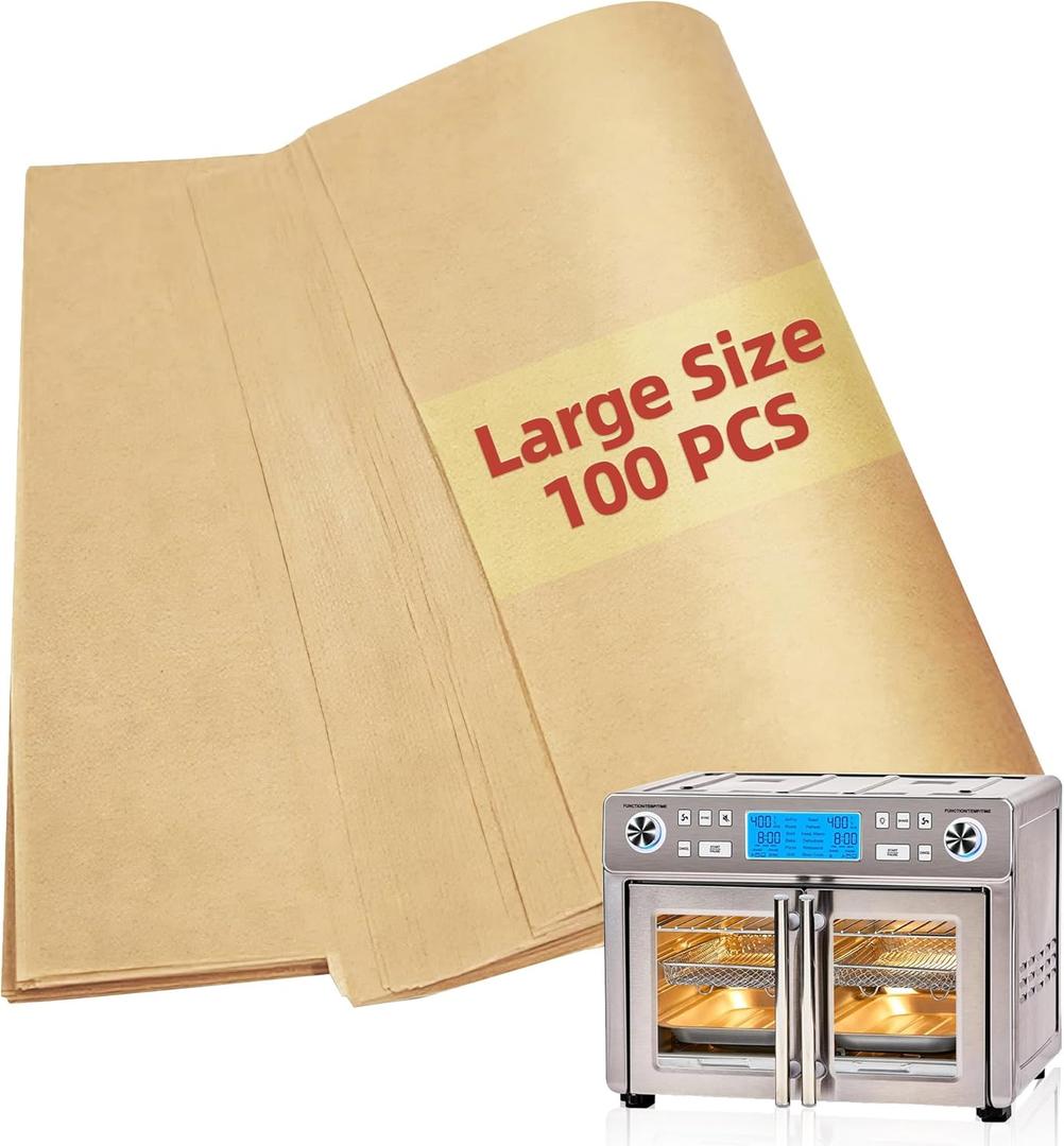 Air Fryer Paper Liners for Emeril Lagasse Dual Zone 360 Air Fryer Oven Combo with French Door, 100 PCS Large Size Parchment Paper Square Airfryer Liner Baking Sheets for Emeril Lagasse 360 Toster Oven