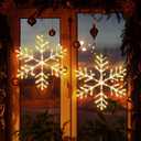2 Pack Christmas Window Lights Snowflake Decorations, Snowflake Lights with 8 Lighting Modes for Holiday Indoor and Outdoor Wall Door Glass Decoration(Warm White)