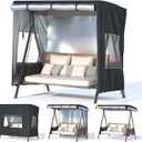 Outdoor Swing Cover,Patio Swing Chair Cover,Garden Hammock Glider Chair Cover,Can be Used Without Disassembly,Black (68x45x61)