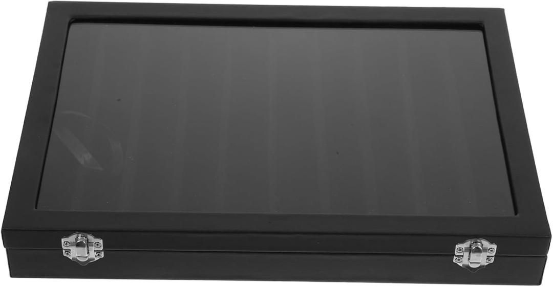 DECHOUS Jewelry Organizer Tray Sturdy Jewelry Display Box Lid Perfect for Rings Necklaces Bracelets (Black)