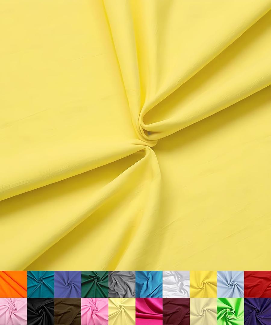 Barcelonetta | Poly Cotton Fabric for Sewing | Broadcloth Fabric | by The Yard | 60" Wide Roll | Lightweight, Breathable | Lining, Home Textile, Skirts, Tote Bags (Yellow, 2 Yard)