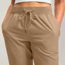 Soothfeel Women's Joggers with Zipper Pockets Lightweight Running Gym Travel Casual Workout Athletic Joggers Pants for Women Dark Khaki (Beige, M)