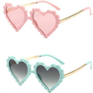 OZPYKAE Girl Heart Sunglasses,Fashion Cute Glasses UV Protection Outdoor Girl Heart Shaped Sunglasses for Toddler Party Beach