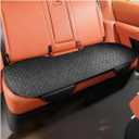 Car Rear Seat Cover, Comfortable Linen Automotive Seat Pad with Storage Pocket, Anti-Slip Breathable Vehicle Seats Protection Mat, Universal Car Bench Seats Pad for SUV, Truck (Black-L)