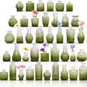 Set of 40 Glass Bud Vases, Small Green Glass Vases in Bulk, Mini Vintage Embossed Flower Vase for Wedding, Centerpieces, Birthday Party, Baby Shower, Home Table Decorations (Green)