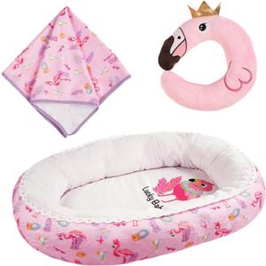 BABESIDE 3 Pcs Reborn Babys Doll Accessories Doll Bassinet Set for 17-22 Inch Baby Dolls, Baby Dolls Bed for 17-22 Inch Realistic Dolls