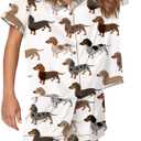 SHESHOW Funny Graphic Pajamas for Women Set Button Down Short Sleeve Top and Shorts Pjs Sets Sleepwear XS-XXL (Dachshund)