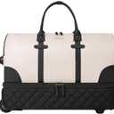 ETRONIK Rolling Duffle Bag with Wheels, 21 Inch Flight Approved Duffle Bags for Travel with Toiletry Bag, Carry on Luggage Travel Bags for Women with Shoe Compartment, Beige