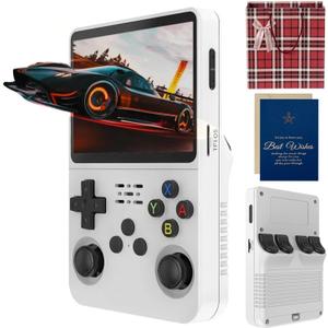 R36s Handheld Game Console, 3.5 Inch IPS Screen Retro Handheld Game Console with 128g TF 3000mah Battery, Built-in 21000+ Classic Games for Adults (White 128G)