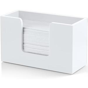 Paper Towel Dispenser Countertop, Wooden Bathroom Paper Towel Holder, White Napkin Holder for Kitchen, Countertop Multifold C-Fold, Z-Fold, Trifold Paper Hand Towel Dispenser for Bathroom Toilet