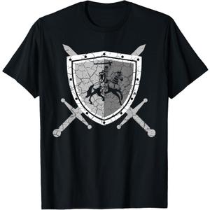Knight Armor with Lions on The Breastplate Medieval Knight T-Shirt Small, Black 
