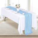 12 Pack Baby Blue Cheesecloth Table Runner 17x108 Inch Semi Sheer Boho Gauze Cheese Cloth Fabric Table Runners, for Wedding Party Baby Shower Birthday Home Decor Garden Farmhouse