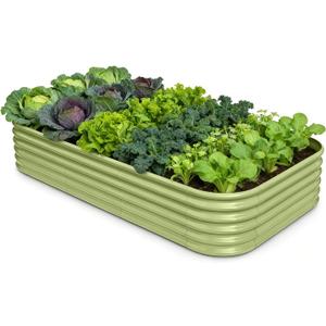 Galvanized Raised Garden Bed 8x4x1.5 ft, 18" Tall Metal Planter for Outdoor Plants Vegetable Herb Leafy Green, Modular Raised Flower Bed with Rust Resistant Coating - Moss Green