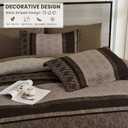 Cottolester Boho Comforter Set King Size,Light Brown Striped Bed in a Bag,7 Piece Plaid Comforter and Sheet Set,Soft Microfiber Complete Bedding Sets