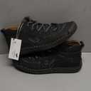 alcubieree Mens Casual Leather Shoes Ankle Chukka Boots Slip On Lightweight Loafers Mid top Walking Driving Shoes for Male (10, Black)