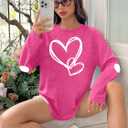 Valentines Day Shirts Women Love Heart T-Shirts Casual Long Sleeve Valentines Day Graphic Tees Tops (Small, Pink2)