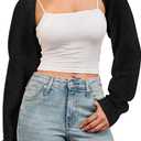 Arach&Cloz Women's Wool Blend Bolero Shrug Spring Fashion Cropped Cardigans 2026 (Large, Black)