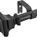 Industrial Curtain Rods, Matte Black Curtain Rods, Window Treatment Curtain Rod 1 Inch Diameter Kitchen Curtain Pole with Square Finials, Rust-Resistant 72-144 Inches Adjustable,Black