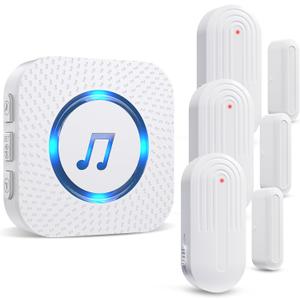 SanJie Door Chime, Door Open Contact Sensor Alarm with 500 FT Range,26 Chimes 5 Adjustable Volume for Business/Store/Home/Office When Entering 3 Sensors + 1 Receiver