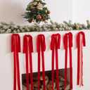 6 Pcs Long Velvet Christmas Swag Bows, 23.5"x15.5" Rustic Vintage Velvet Bows for Christmas Tree, Wreath, Staircase, Garland, Mantel and Door Decor (6, Red)
