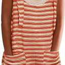 Yousify Womens Fall Casual Sleeveless Romper Loose Striped Tied Shorts Overalls Jumpsuit with Pockets 2025 Clothes (Large, Orange)