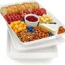 Serving Tray Platter, 17.5'' x 11.5'' x 1.6'', 6 Pcs Food Tray for Veggie Fruit Snack Dessert Cookie Cheese, Food Trays for Party Supplies Display, Large Platters for Serving Food, BPA Free