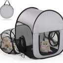 Outdoor Cat Playpen with Tunnel - Escape-Proof, Breathable & High-Visibility Mesh, Foldable Pet Playpen for Backyard, Camping, Travel