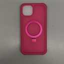 Compatible with iPhone 15 Plus Case with Magnetic Ring Stand [Compatible with Mag-Safe] [Built-in Screen Protector] Military-Grade Drop Protection Matte Translucent Phone Case, Rose Red