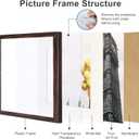 12x12 Picture Frame Set of 9, Display Pictures 8x8 with Mat or 12x12 without Mat, Multi Collage Gallery Square Photo Frames for Wall or Tabletop, Brown
