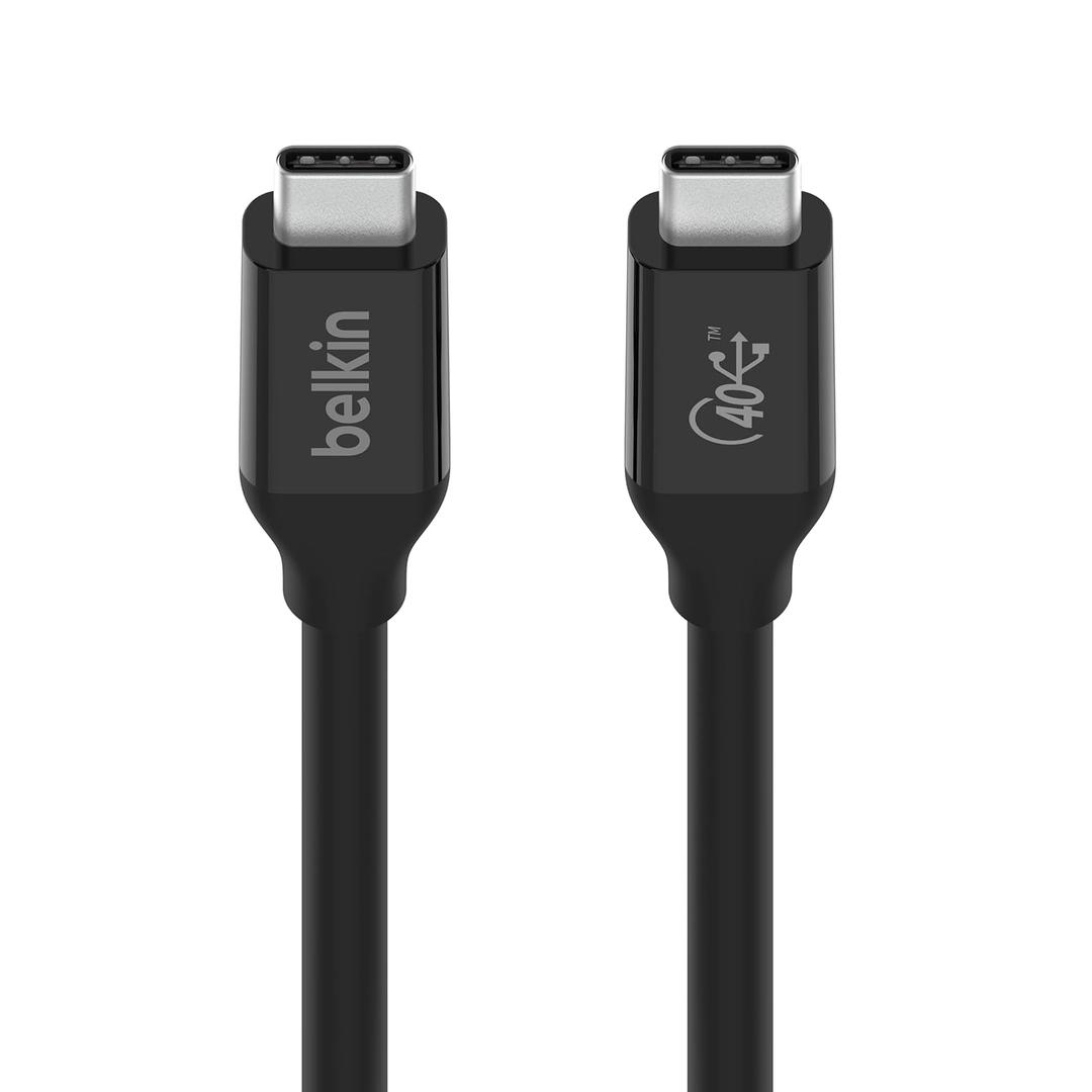 Belkin USB 4 Cable, 2.6ft (0.8m) USB IF Certified with Power Delivery up to 100W, 40 Gbps Data Transfer Speed and Backwards Compatible with Thunderbolt 3, USB 3.2, and More, Black
