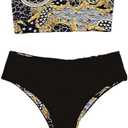 ZAFUL Women's High Cut Bandeau Bikini Set Strapless Solid Color 2 Pieces Bathing Suit Swimsuit S