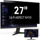 27 Inch Privacy Screen for Computer Monitor 16:9 Aspect Ratio, Eye Protection Anti Blue Light Glare Shield, 27in Removable Black Blackout Anti Spy Protector Film Desktop Security Private Filter