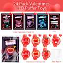 Valentines Day Cards Gift for Kids School, 24 Pack LED Light Toys with Valentines Greeting Cards, Glow in the Dark Lighting Bulk Toy for Valentines School Classroom Exchange Prizes Party Favors